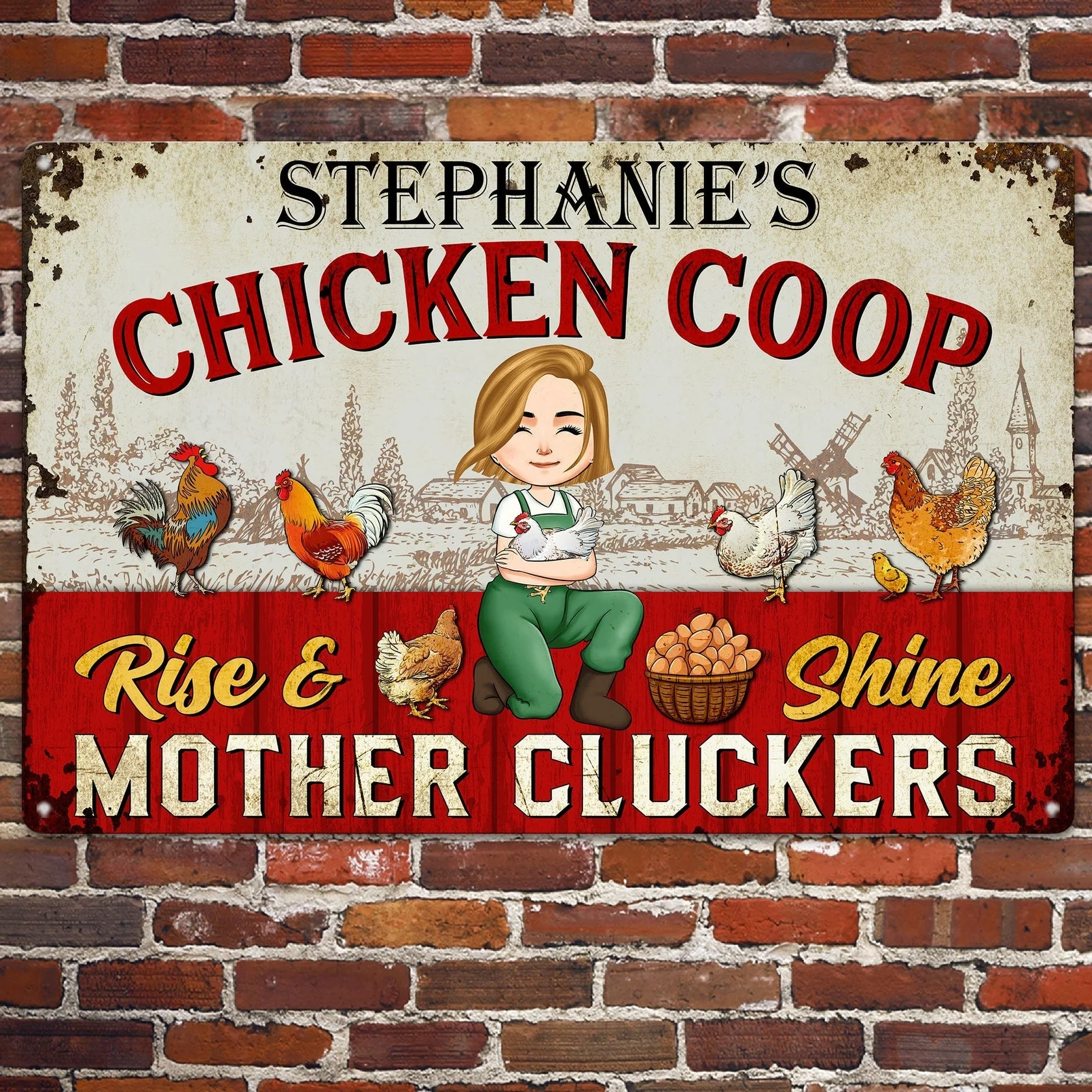 Rise And Shine Mother Cluckers - Personalized Metal Sign - Funny & Unique Gift for Poultry Farmers - Image 3
