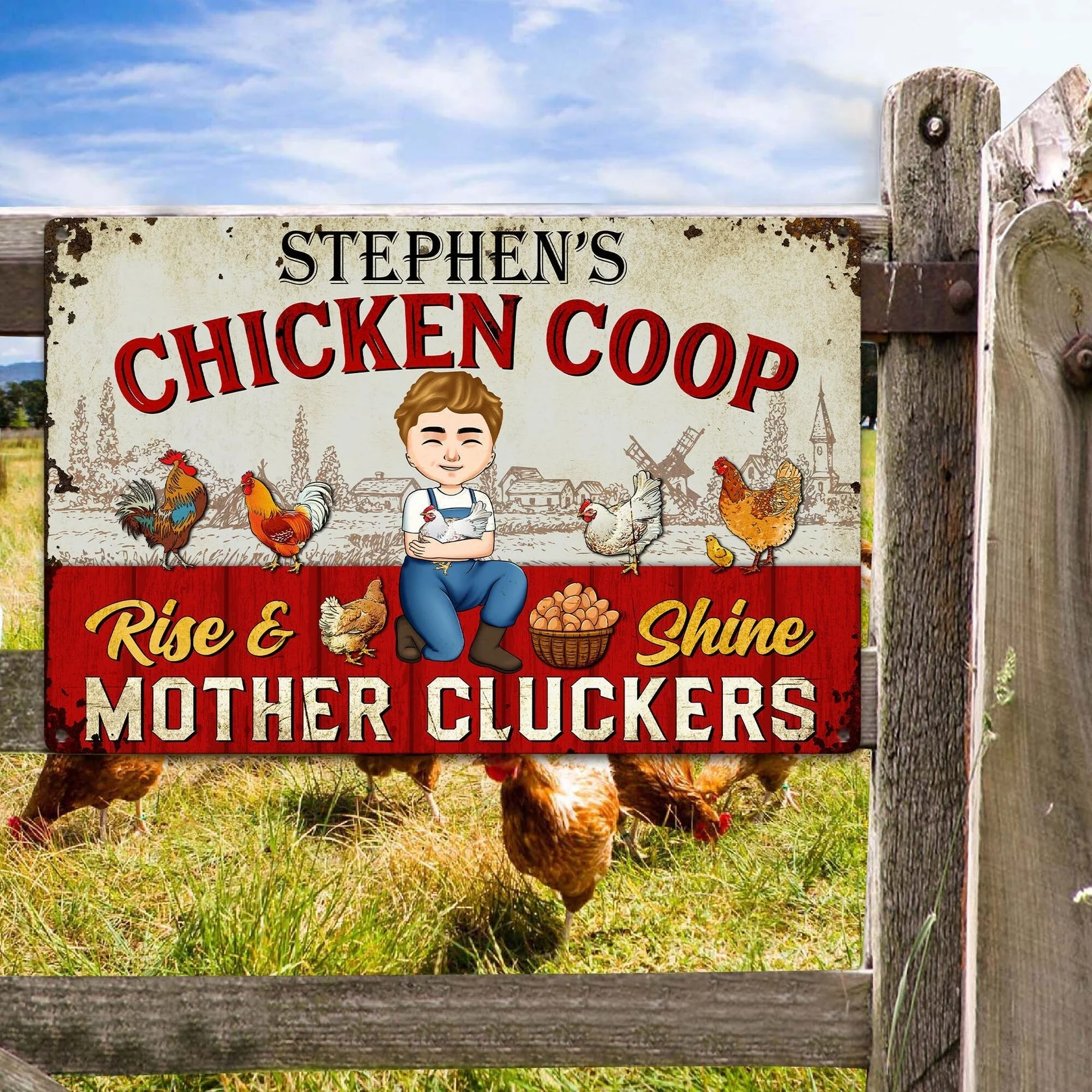 Rise And Shine Mother Cluckers - Personalized Metal Sign - Funny & Unique Gift for Poultry Farmers - Image 4