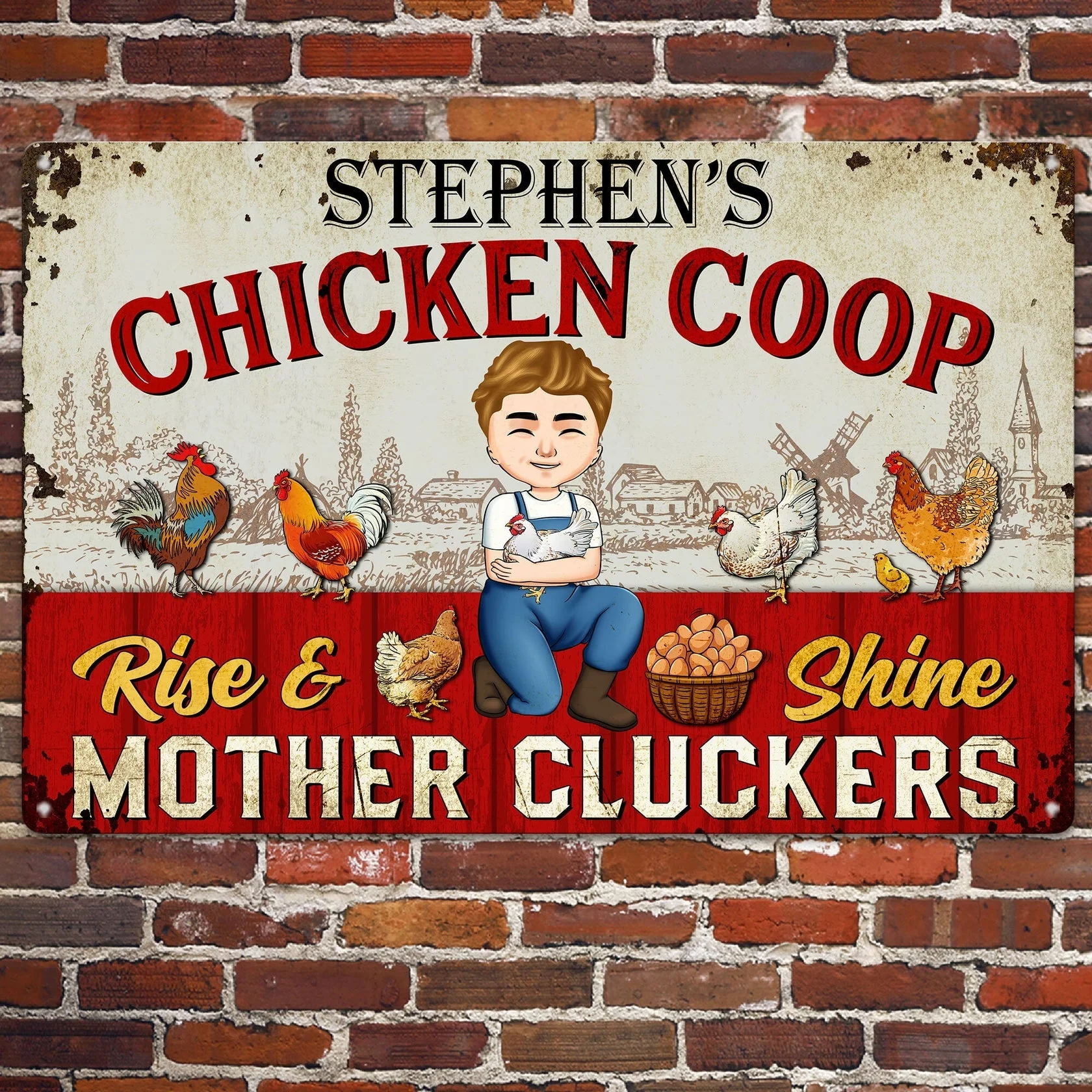 Rise And Shine Mother Cluckers - Personalized Metal Sign - Funny & Unique Gift for Poultry Farmers - Image 5