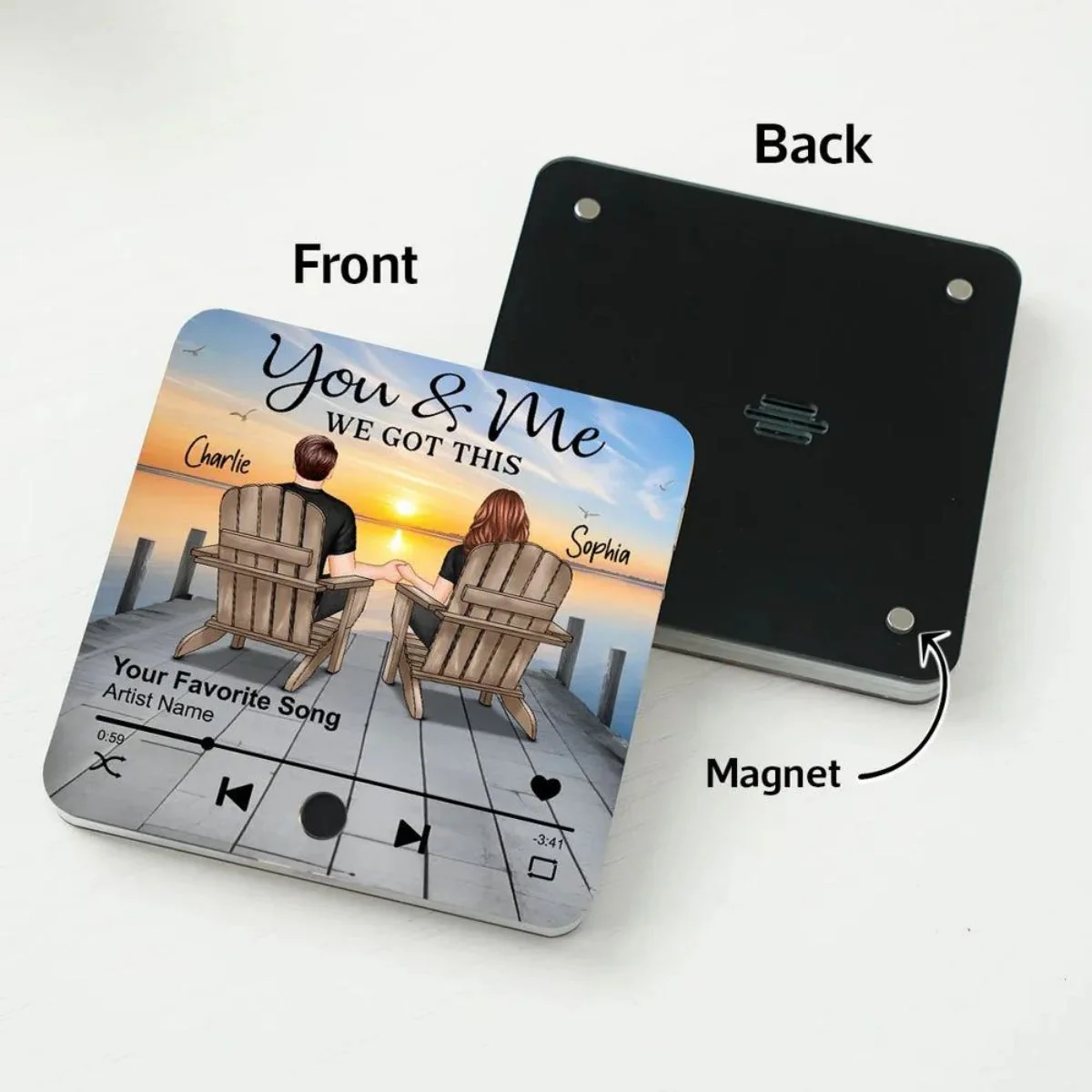 Romantic Couple Hand-in-Hand Acrylic Music Magnet & More – Personalized Anniversary & Valentine's Gift for Couples - Image 4