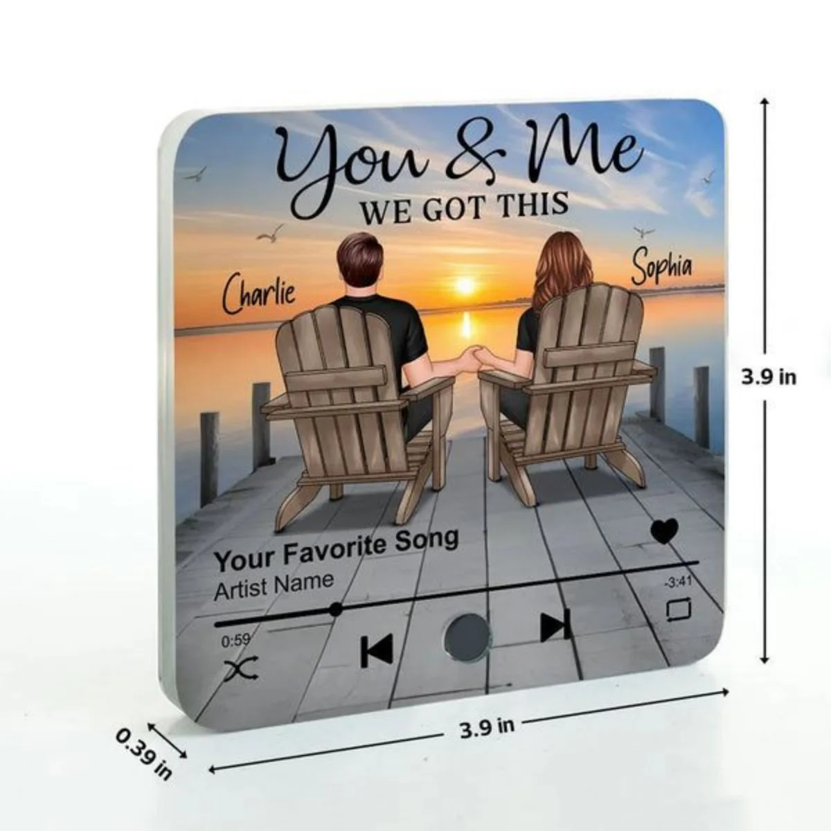 Romantic Couple Hand-in-Hand Acrylic Music Magnet & More – Personalized Anniversary & Valentine's Gift for Couples - Image 6