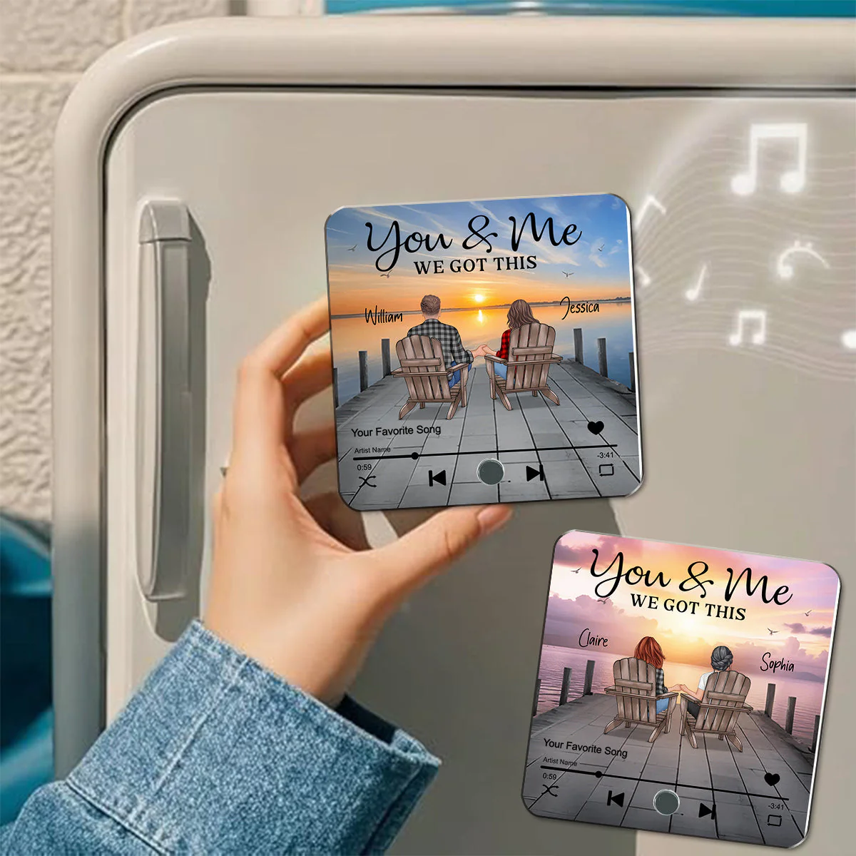 Romantic Couple Hand-in-Hand Acrylic Music Magnet & More – Personalized Anniversary & Valentine's Gift for Couples - Image 8