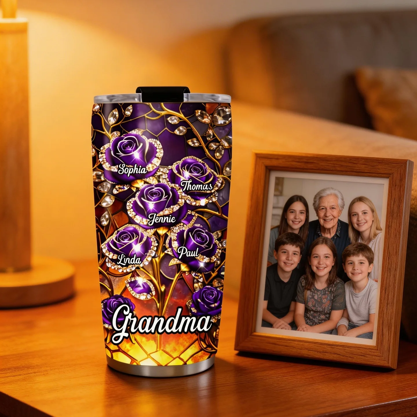 Rose Flower Grandma - Personalized Custom Tumbler - Image 2
