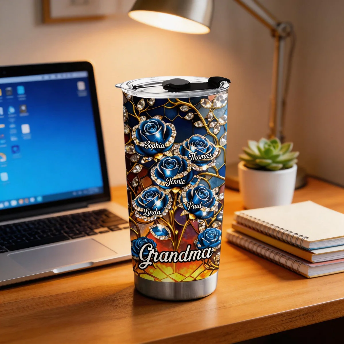 Rose Flower Grandma - Personalized Custom Tumbler - Image 6