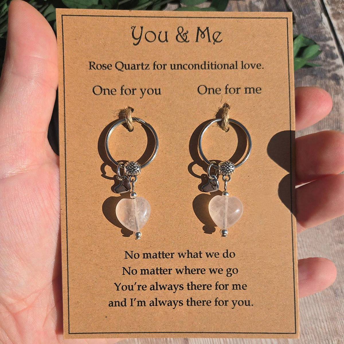Rose Quartz For Unconditional Love Personalized Crystal Keyring Gift Set - Image 3