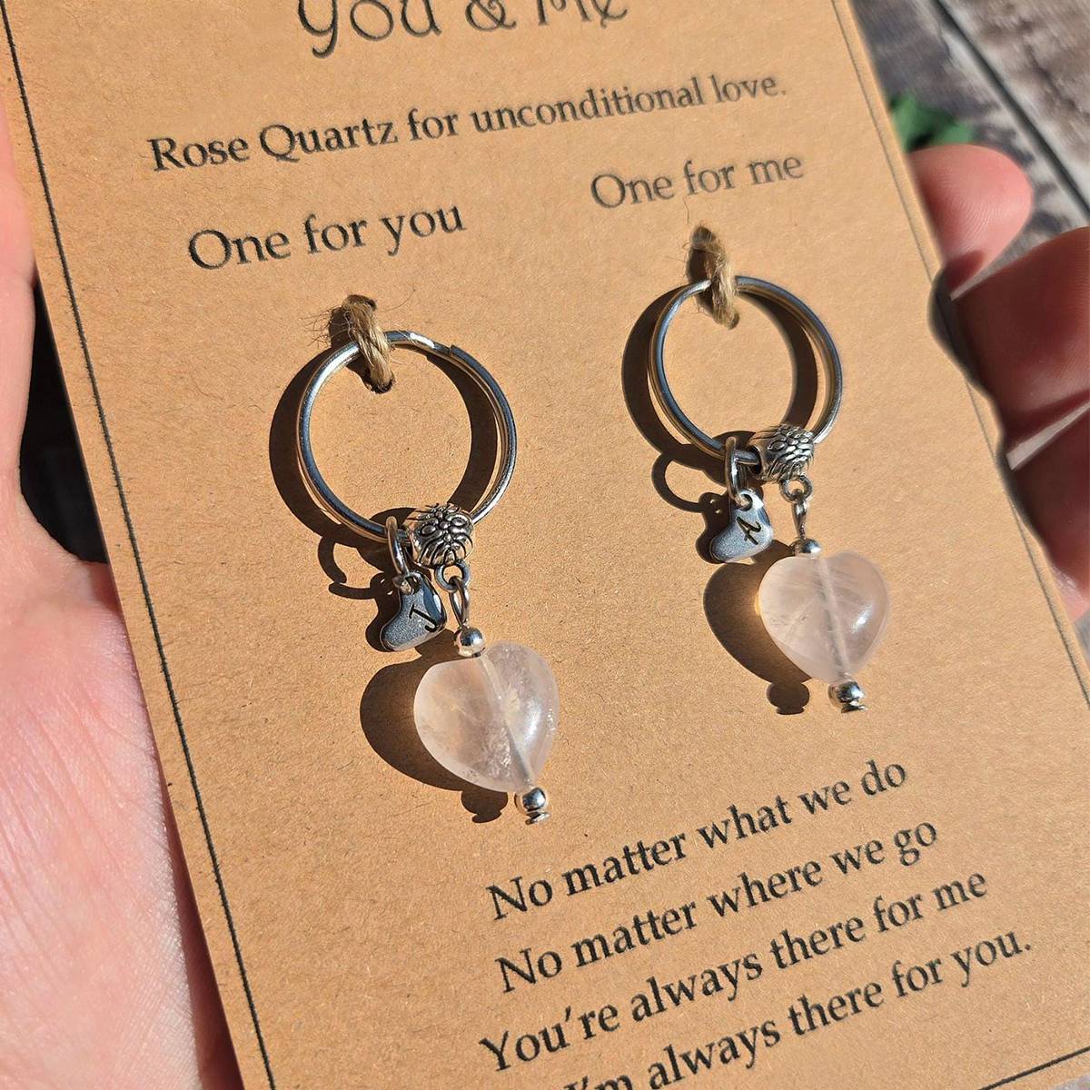 Rose Quartz For Unconditional Love Personalized Crystal Keyring Gift Set - Image 5