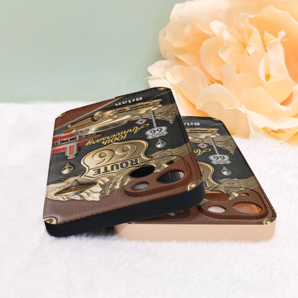 Route 66 100th Anniversary - Personalized Car Lover Leather Phone Case - Image 5