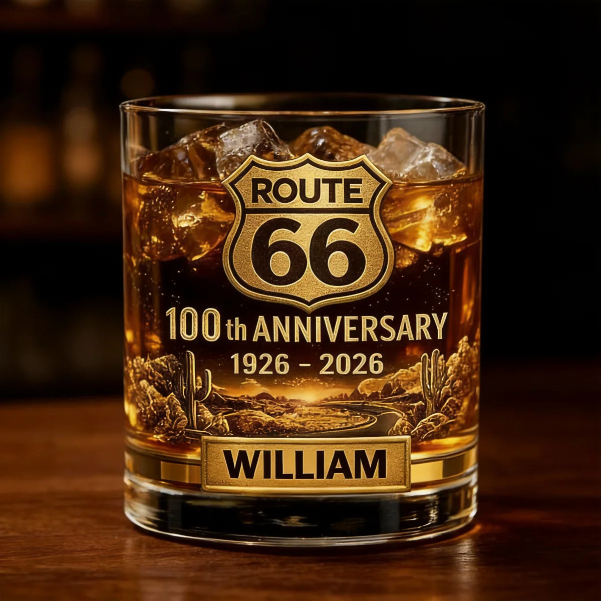 Route 66 100th Anniversary - Personalized Whiskey Glass