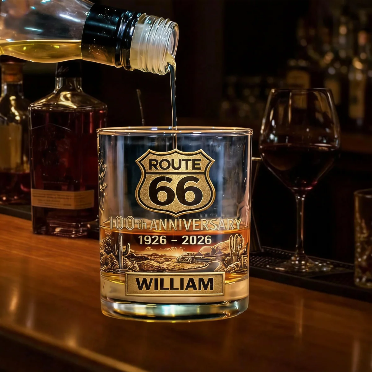 Route 66 100th Anniversary - Personalized Whiskey Glass - Image 3