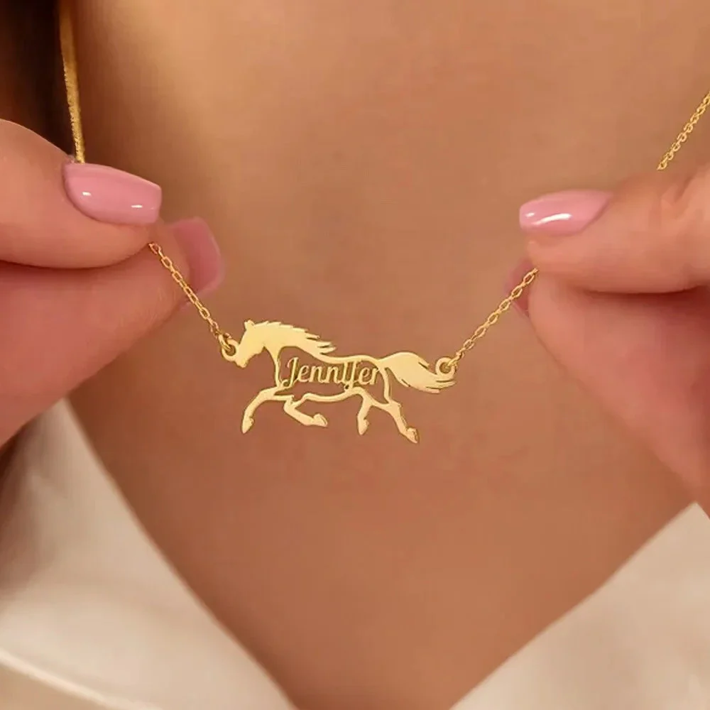 Running/Head Down Horse Personalized Name Horse Necklace - Image 3