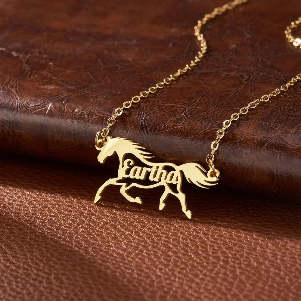 Running/Head Down Horse Personalized Name Horse Necklace - Image 6