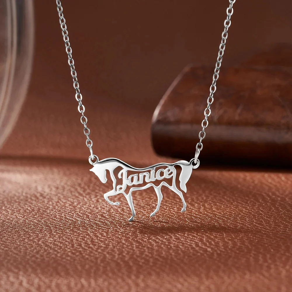 Running/Head Down Horse Personalized Name Horse Necklace - Image 7