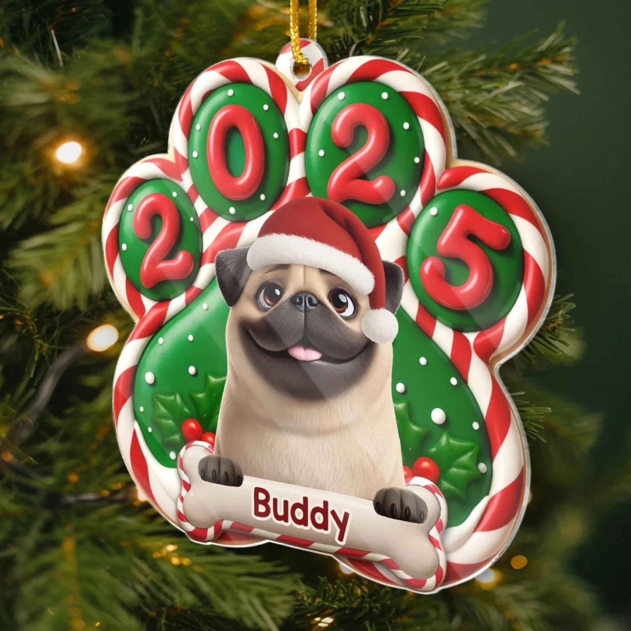 Santa Paws Is Coming - Personalized Acrylic Ornament Christmas Birthday Gifts For Dog Lovers - Image 2