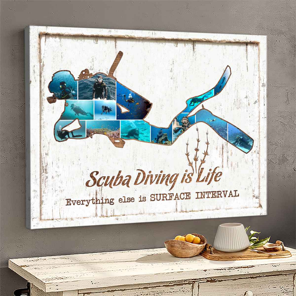 Scuba Diving Photo Collage, Scuba Diver Gifts For Divers, Gift For Him Her Boyfriend Canvas/Poster - Image 2