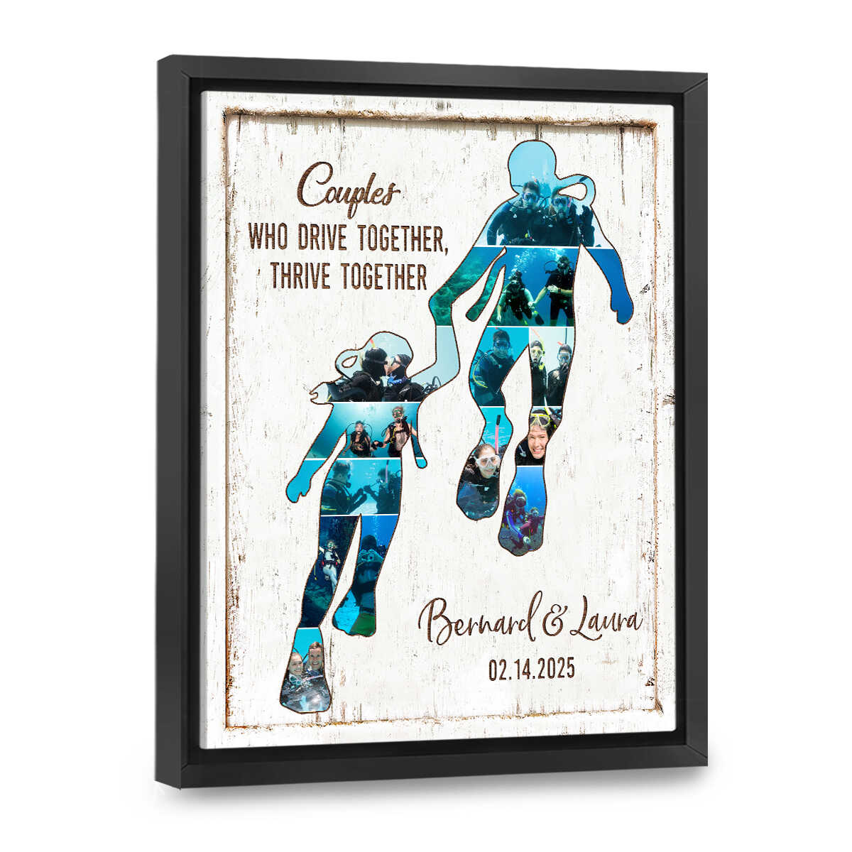 Scuba Gifts For Divers, Personalized Scuba Diving Couple Photo Collage Canvas - Image 8