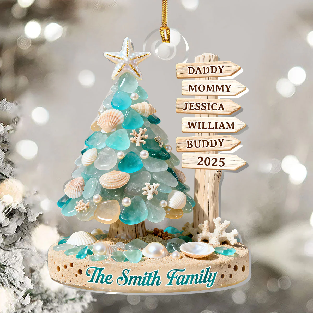 Seaside Christmas Harmony - Personalized 1-Layer Acrylic Ornament - Image 5