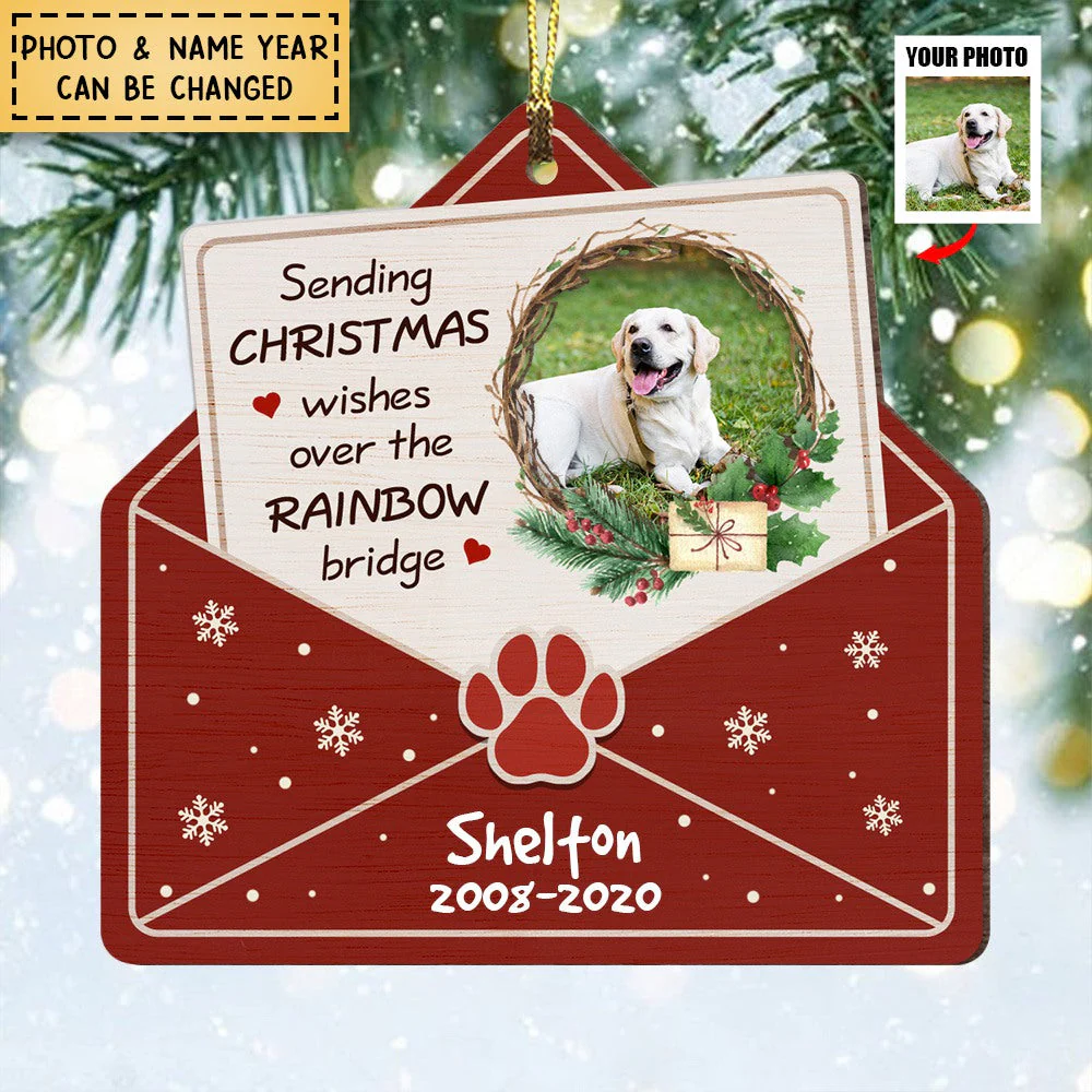 Sending Christmas Wishes Over The Rainbow Bridge Christmas Gift For Dog Lovers Personalized Acrylic Ornament - Image 2