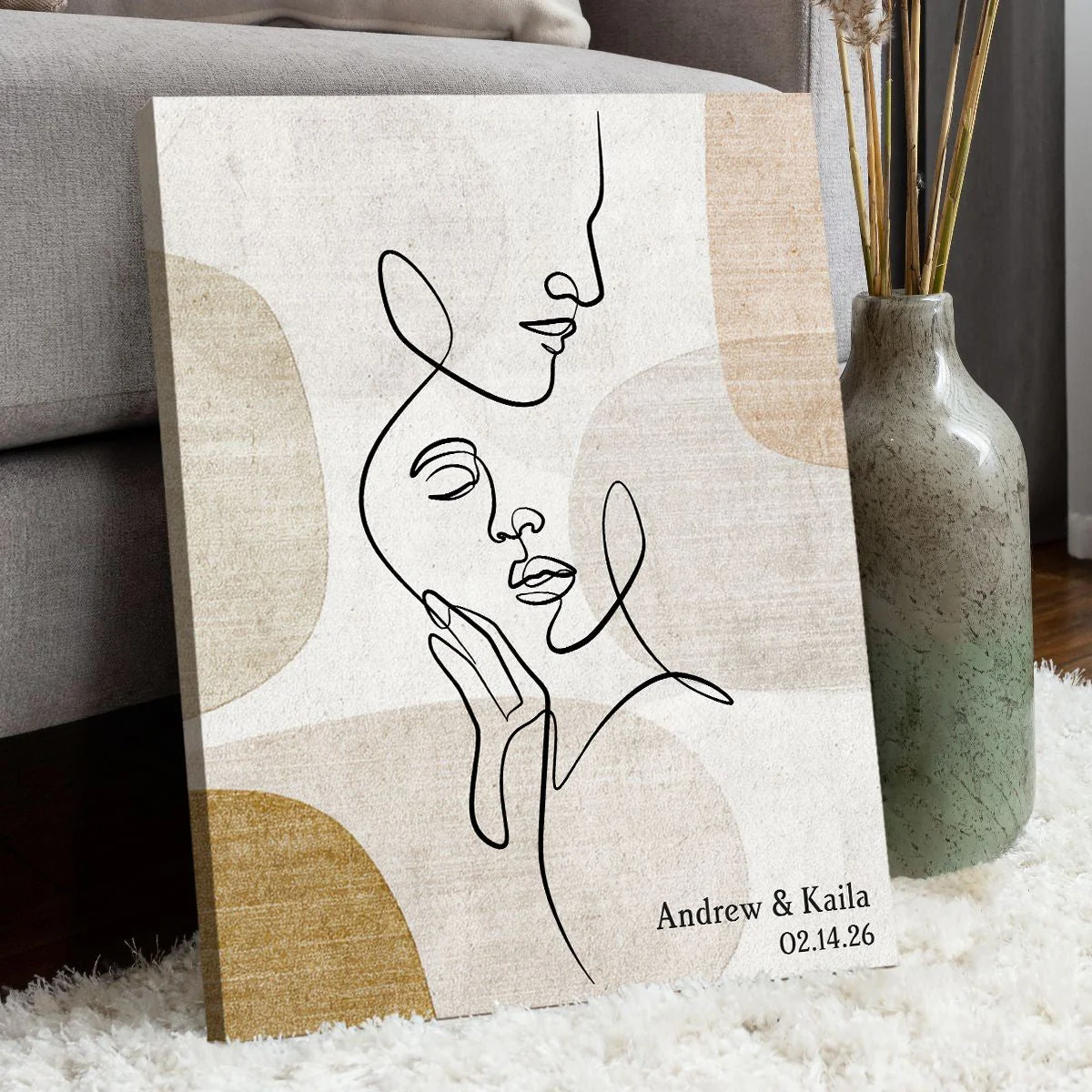 Sentimental Line Couple Art Personalized Canvas - Image 8