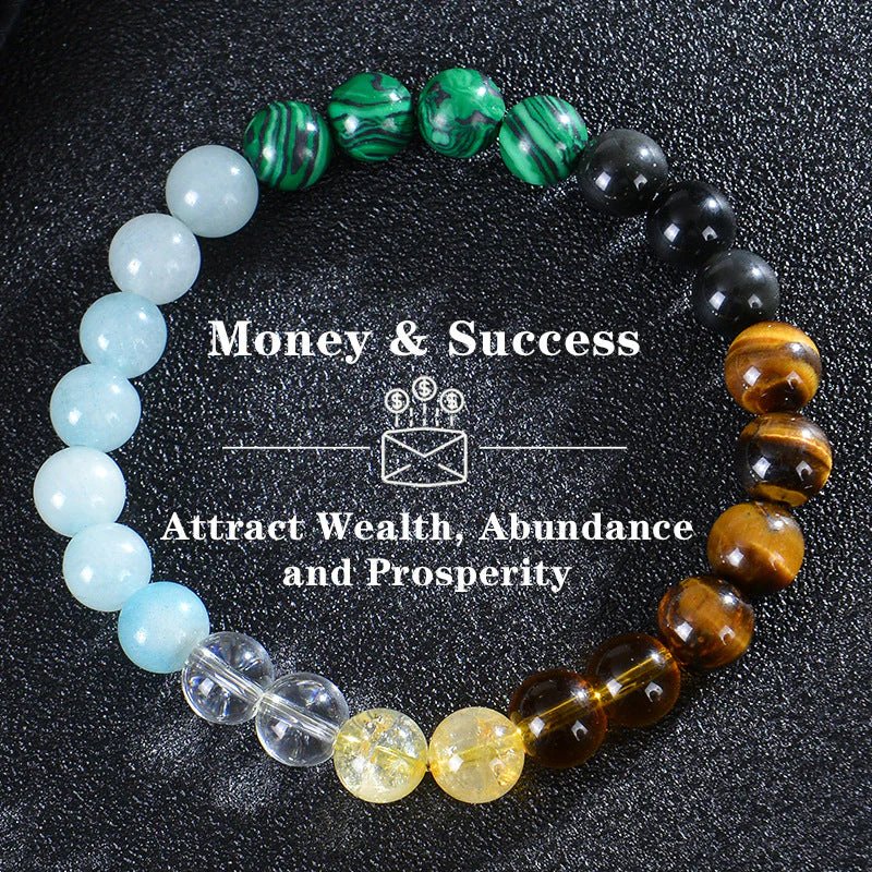 Seven Colored Stone, Tiger Eye Stone Bracelet - 7 Chakras Card Bracelet - Image 18