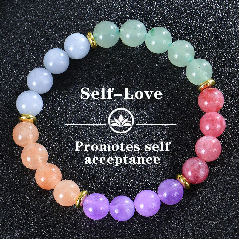 Seven Colored Stone, Tiger Eye Stone Bracelet - 7 Chakras Card Bracelet - Image 28