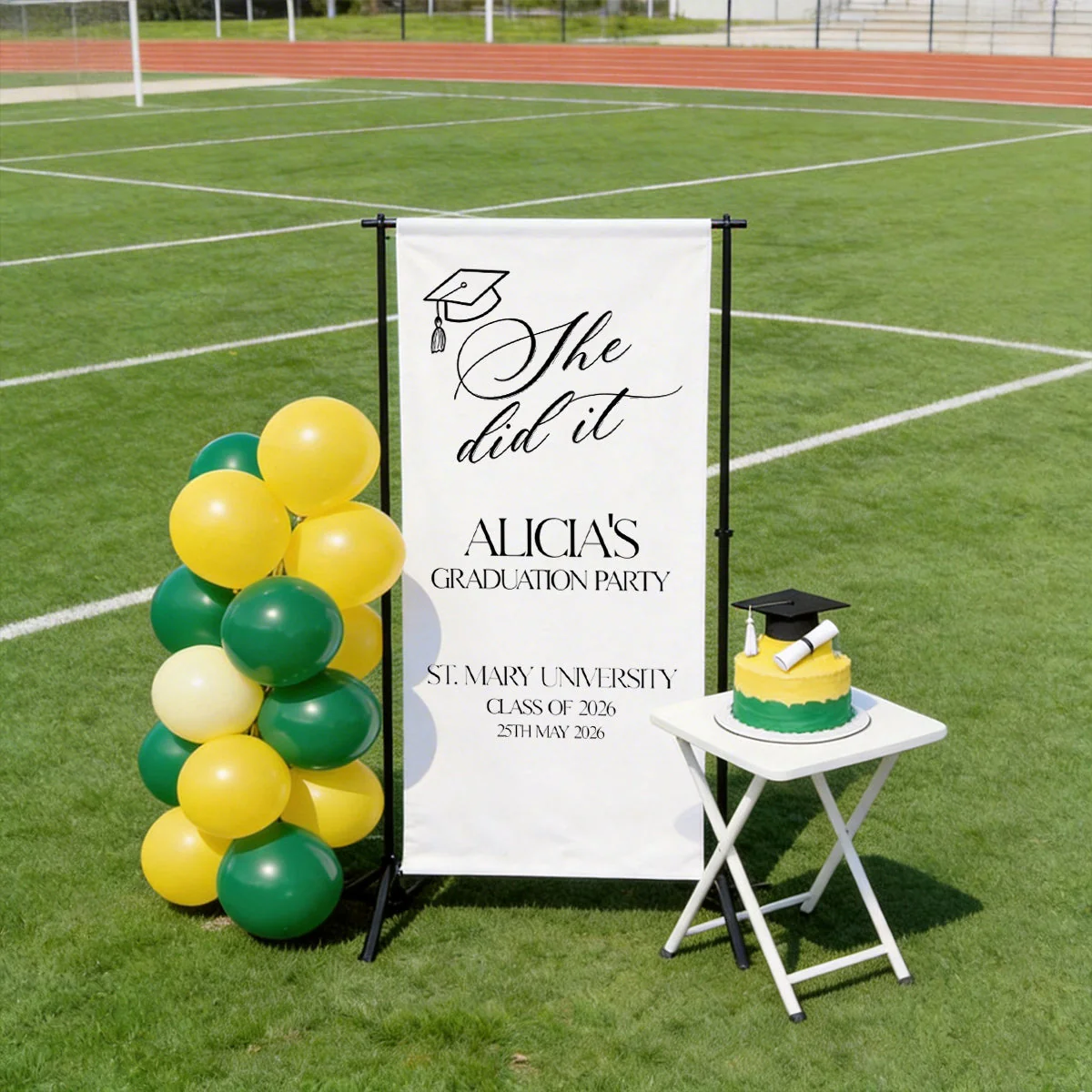 She Did It!Personalized Graduation Banner, Custom 2026 Graduate Name Welcome Sign - Image 3