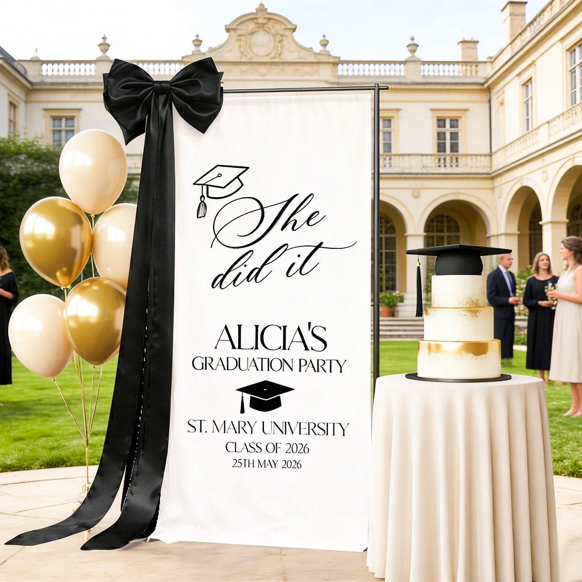 She Did It!Personalized Graduation Banner, Custom 2026 Graduate Name Welcome Sign - Image 4