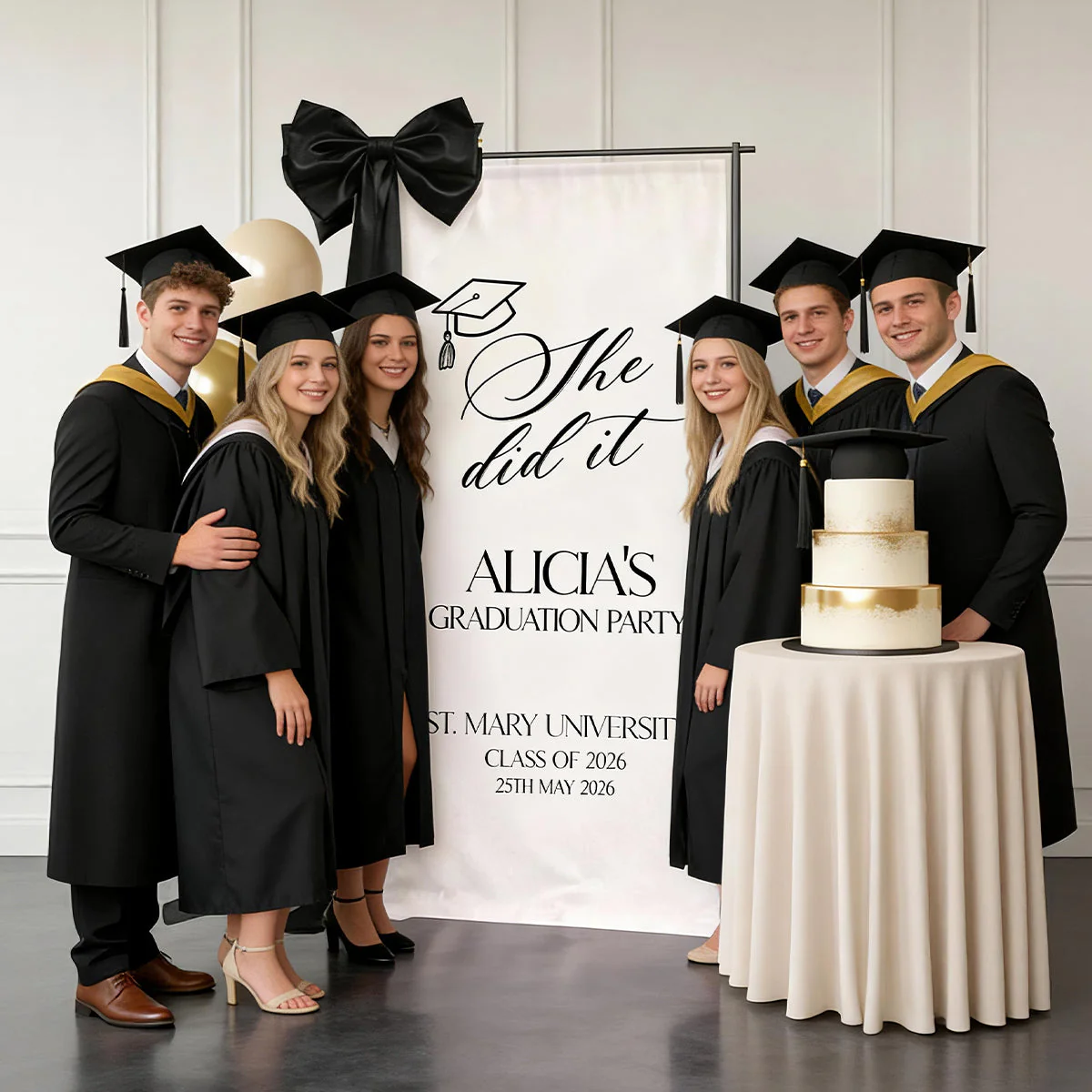 She Did It!Personalized Graduation Banner, Custom 2026 Graduate Name Welcome Sign - Image 7