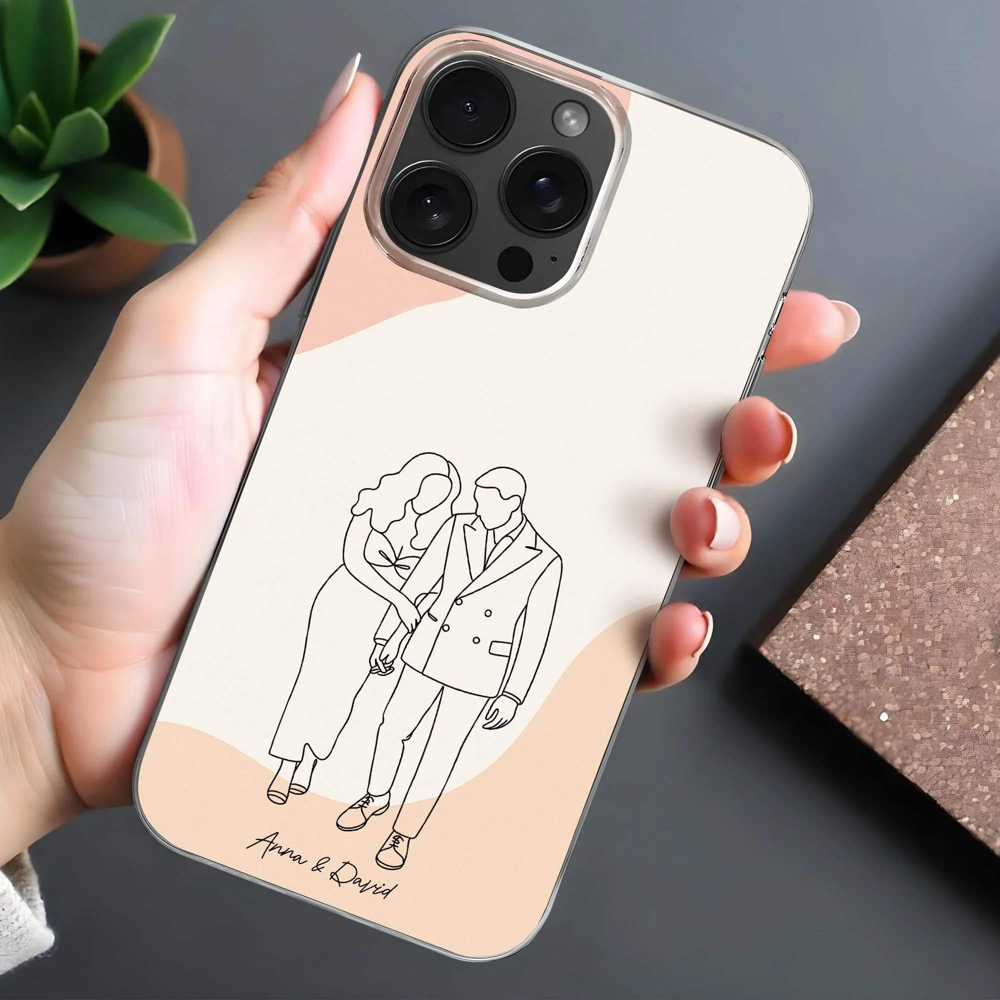 Simple Line Drawing Couple Personalized Clear Phone Case, Gift For Couples - Image 4