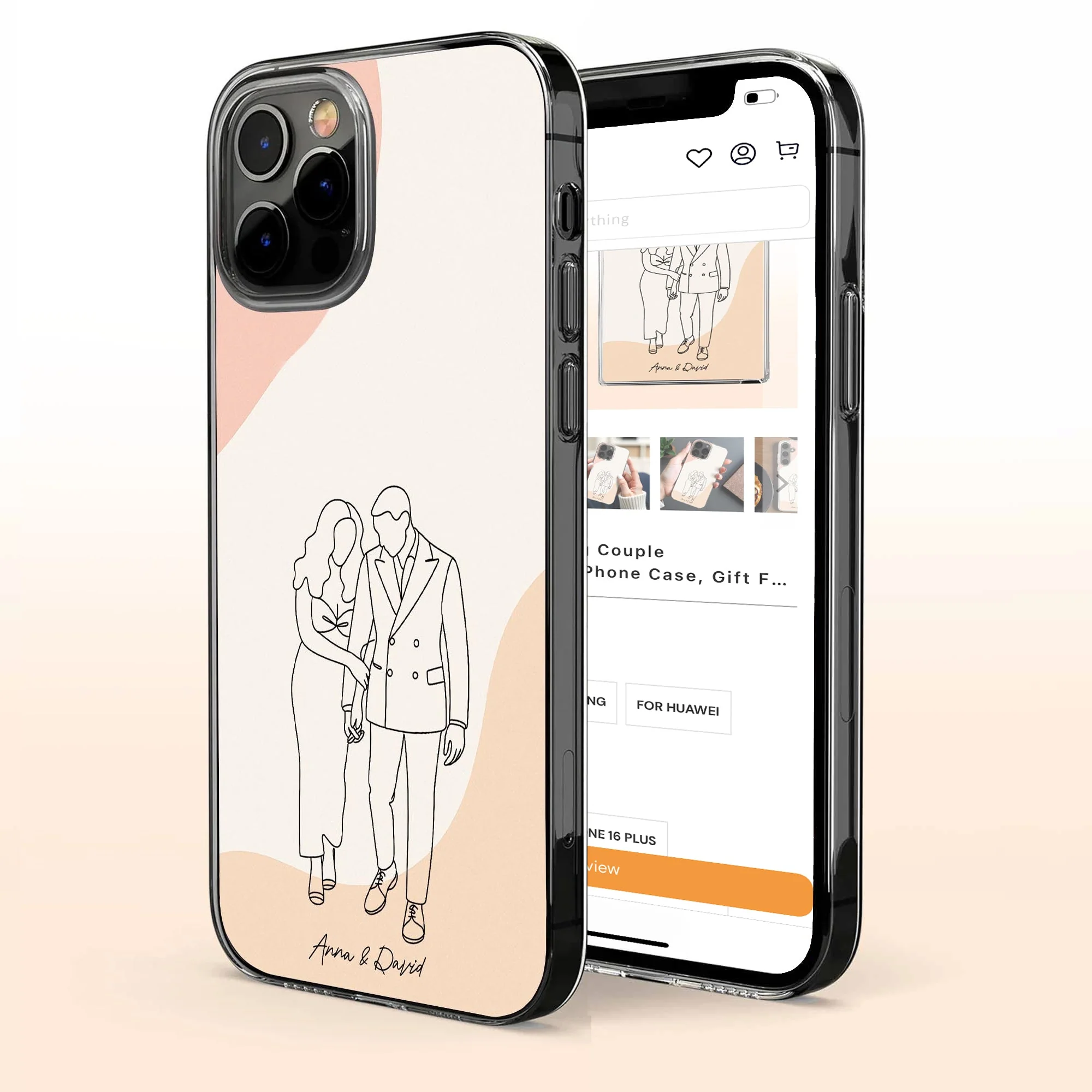 Simple Line Drawing Couple Personalized Clear Phone Case, Gift For Couples - Image 5
