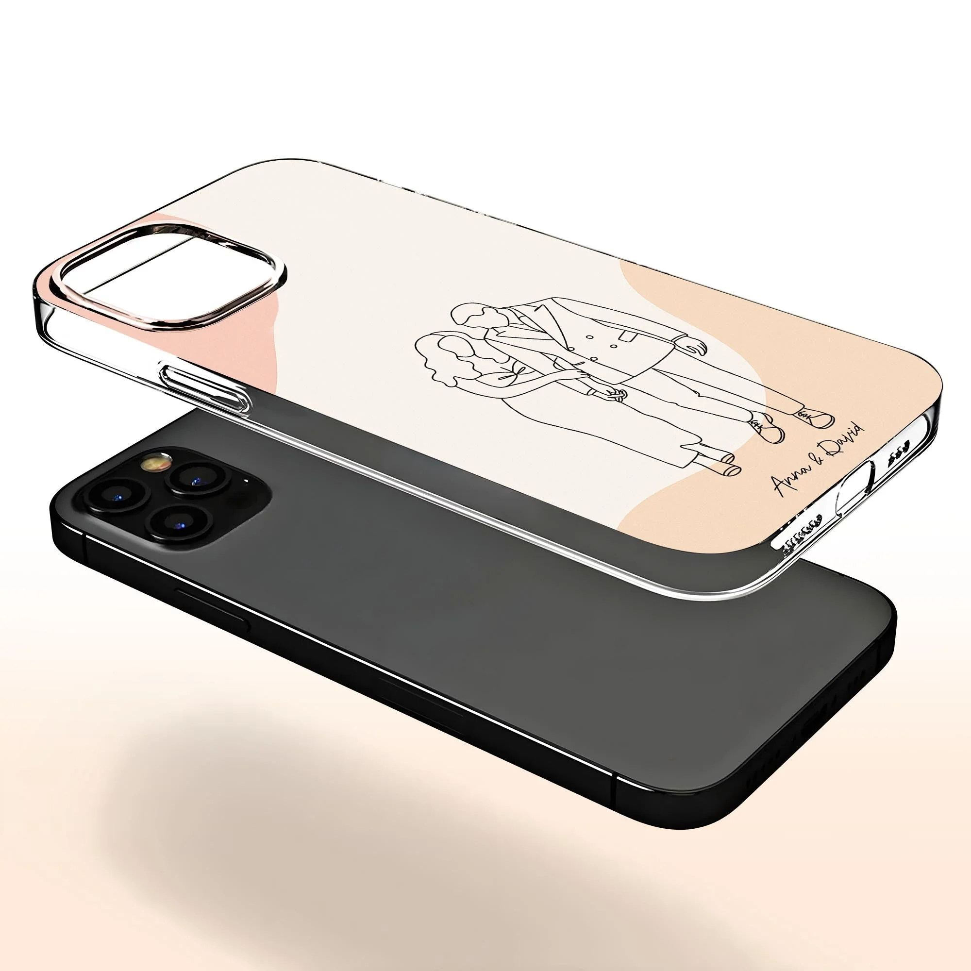 Simple Line Drawing Couple Personalized Clear Phone Case, Gift For Couples - Image 6
