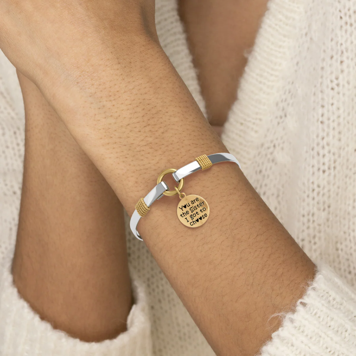 Sister I Got To Choose - Two-Tone Custom Charm Bracelet - Image 2