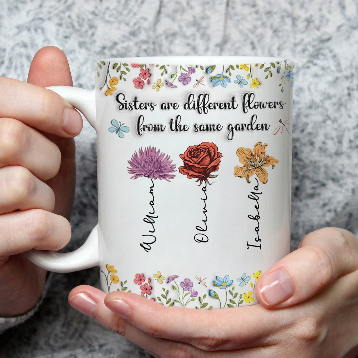 Sisters Are Different Flowers From The Same Garden Personalized Mug - Image 8