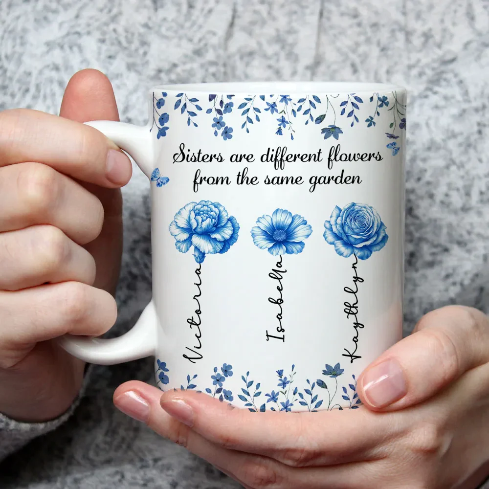 Sisters Are Different Flowers Toile De Jouy Style - Personalized Coffee Mug - Image 3