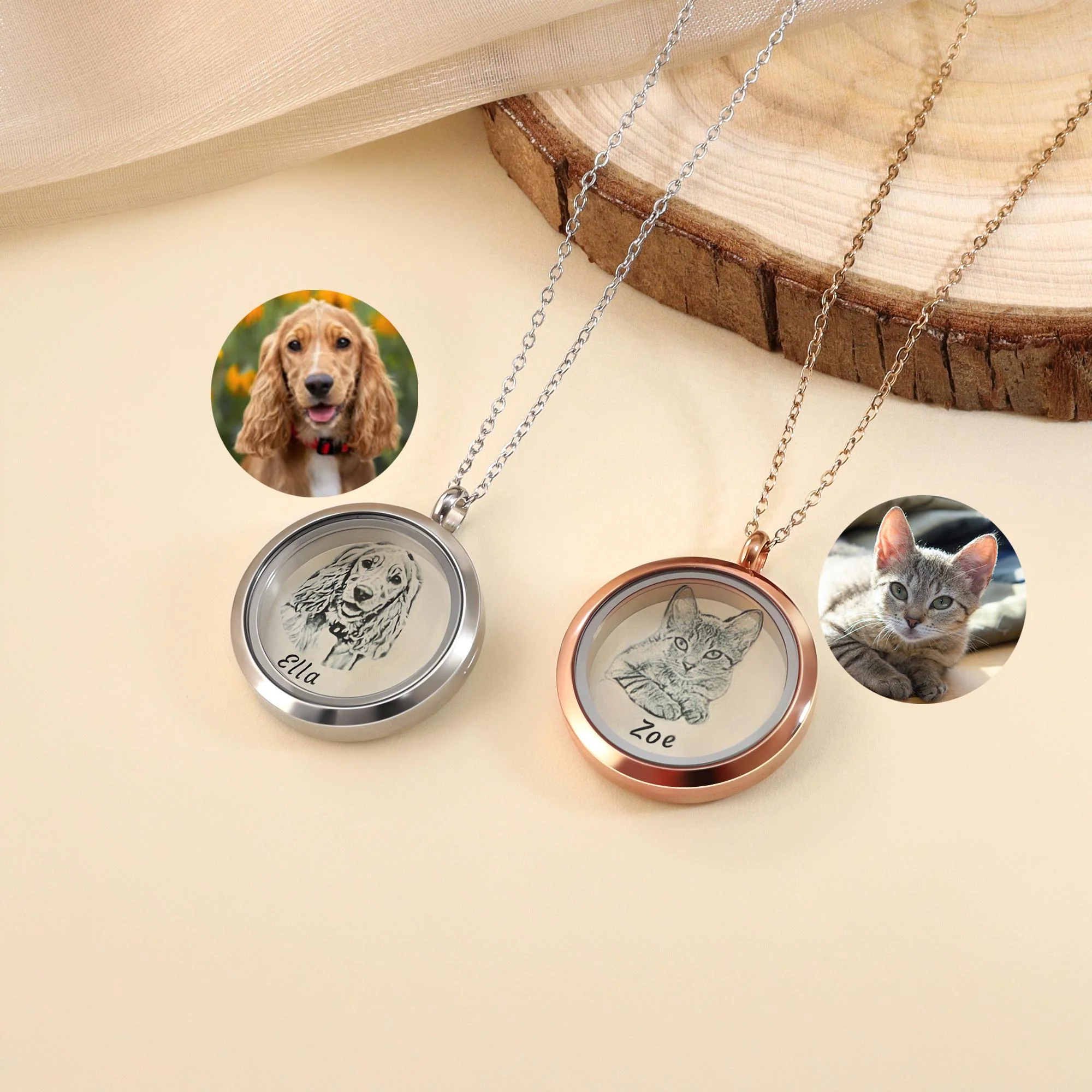 Sketch Photo Personalized Pet Fur Necklace,Pet Hair Keepsake, Loss Pet Gifts - Image 3