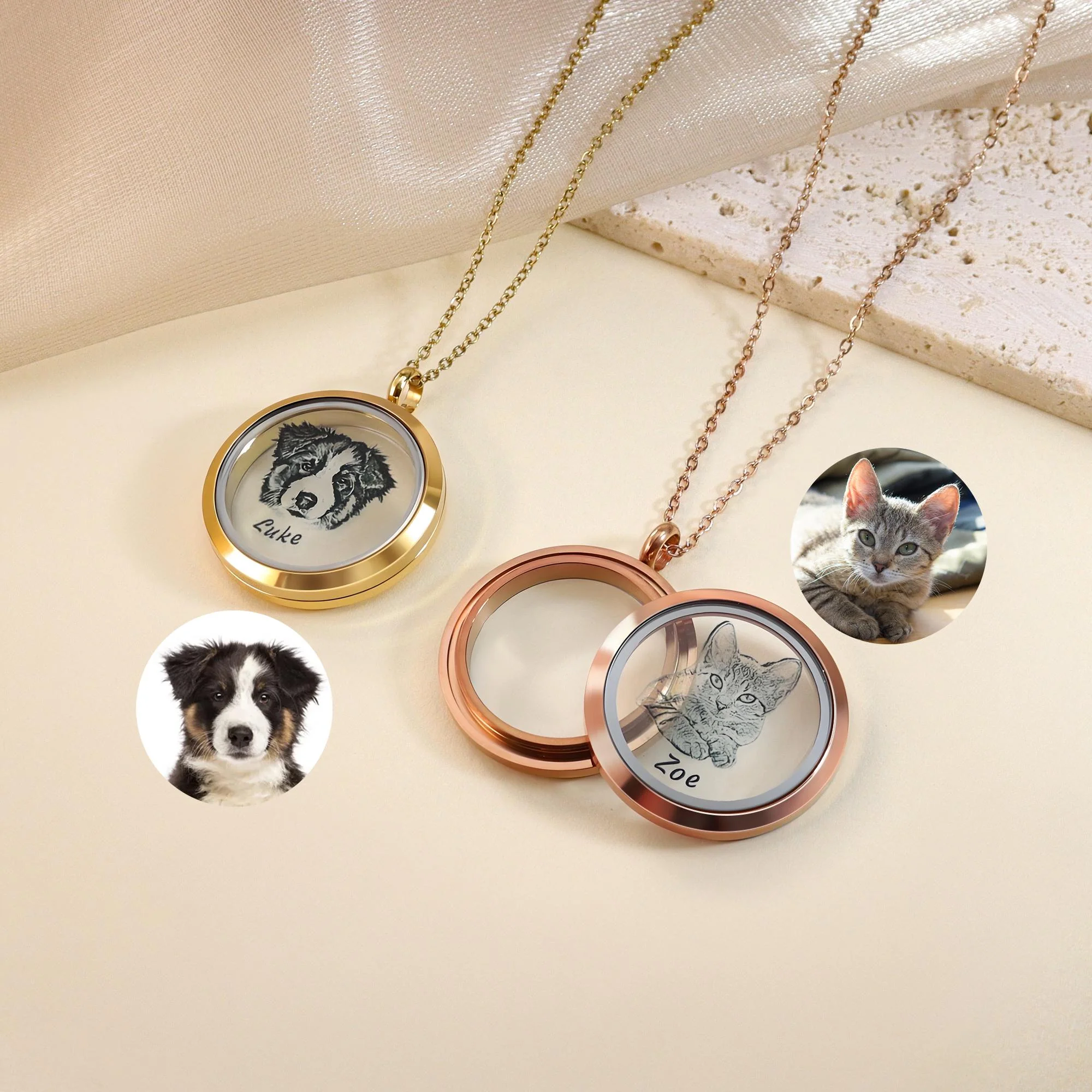 Sketch Photo Personalized Pet Fur Necklace,Pet Hair Keepsake, Loss Pet Gifts - Image 4