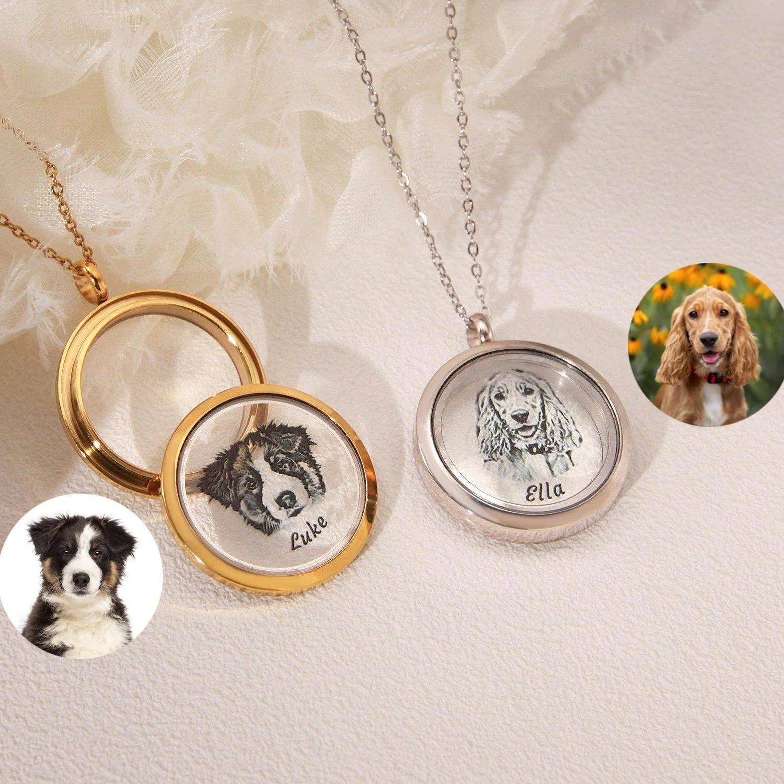 Sketch Photo Personalized Pet Fur Necklace,Pet Hair Keepsake, Loss Pet Gifts - Image 5