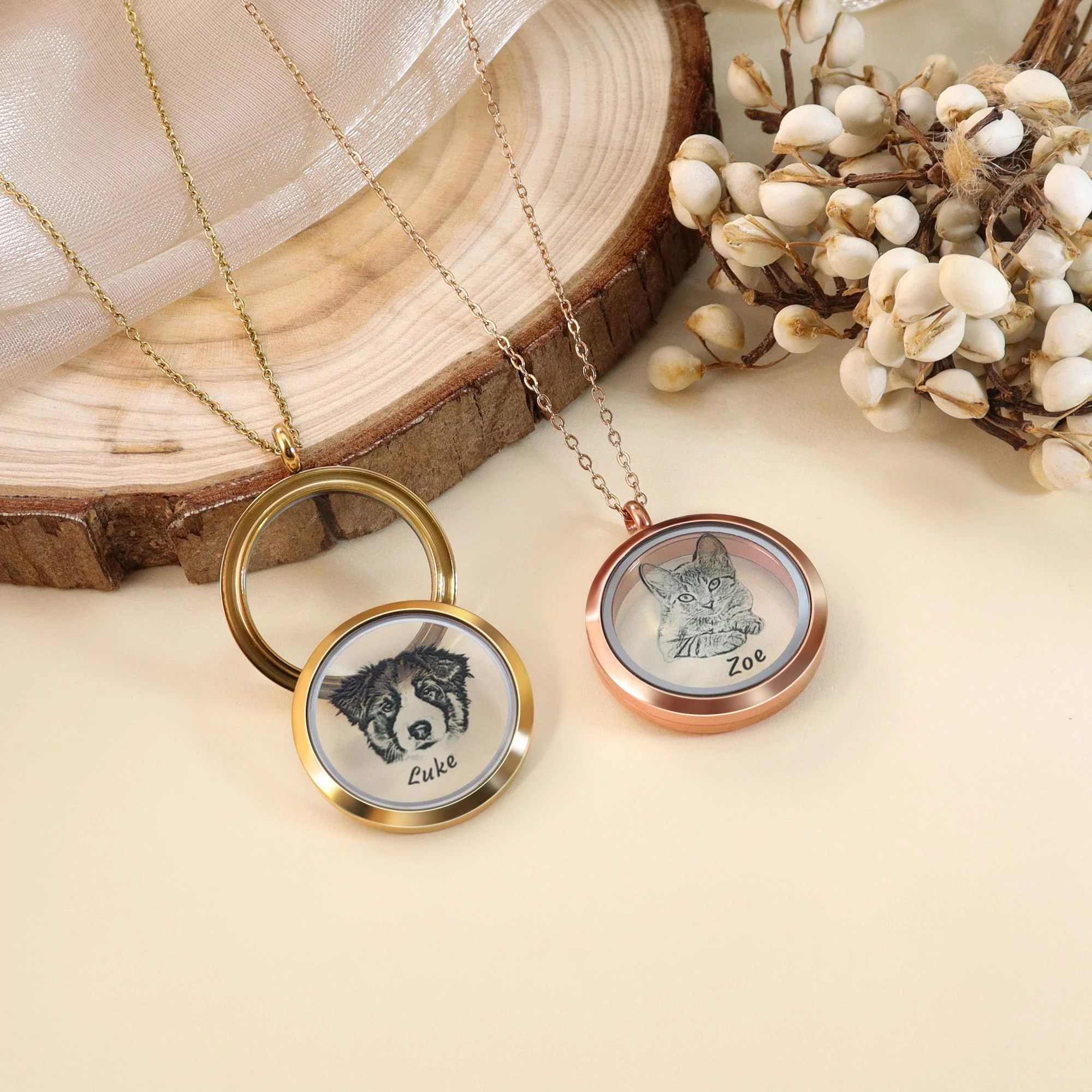 Sketch Photo Personalized Pet Fur Necklace,Pet Hair Keepsake, Loss Pet Gifts - Image 6