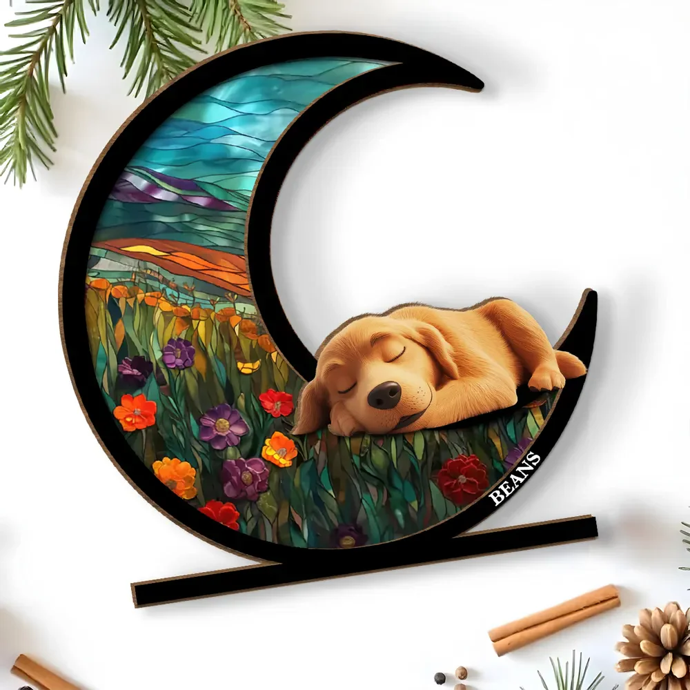 Sleeping Cute Dog - Personalized Custom 2-Layer Wood Plaque Gift For Pet Lovers - Image 2