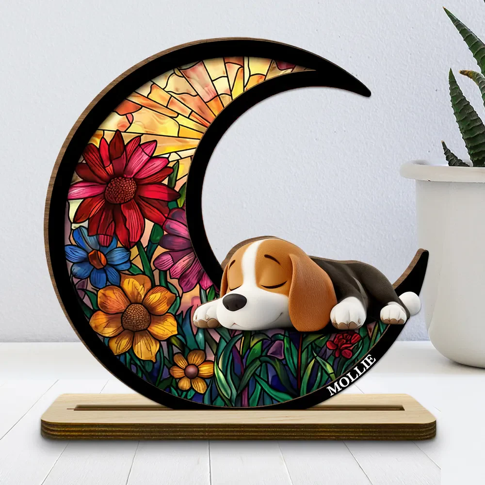 Sleeping Cute Dog - Personalized Custom 2-Layer Wood Plaque Gift For Pet Lovers - Image 4
