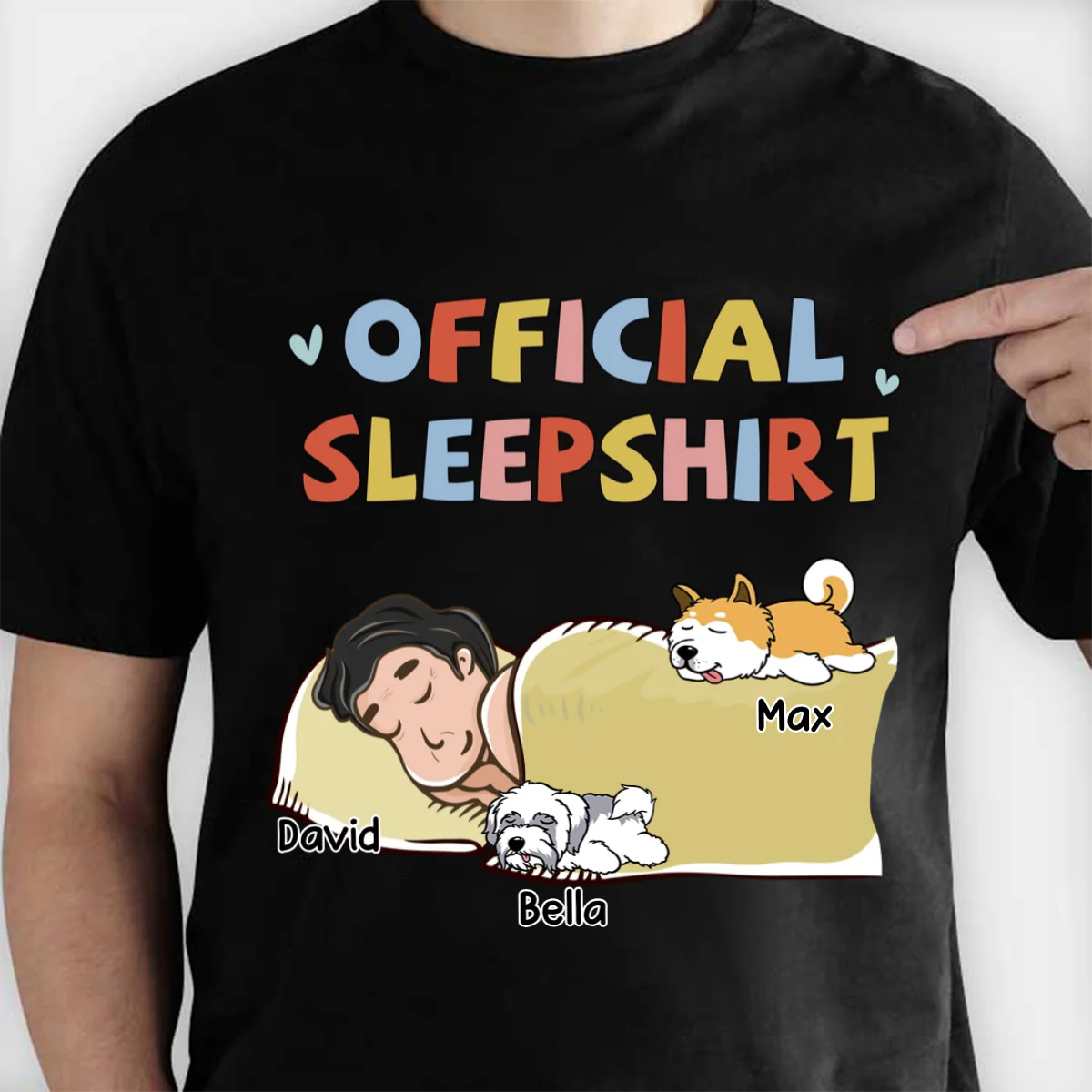 Sleeping Dog Sleepshirt - Personalized Custom Unisex T-shirt - Image 3