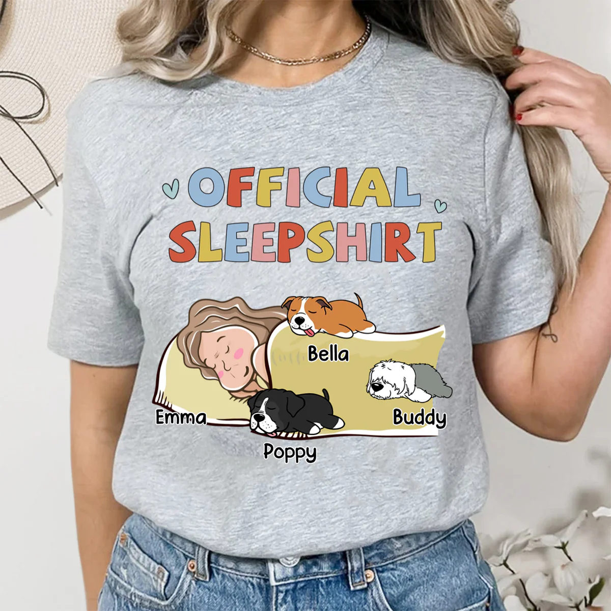 Sleeping Dog Sleepshirt - Personalized Custom Unisex T-shirt - Image 4