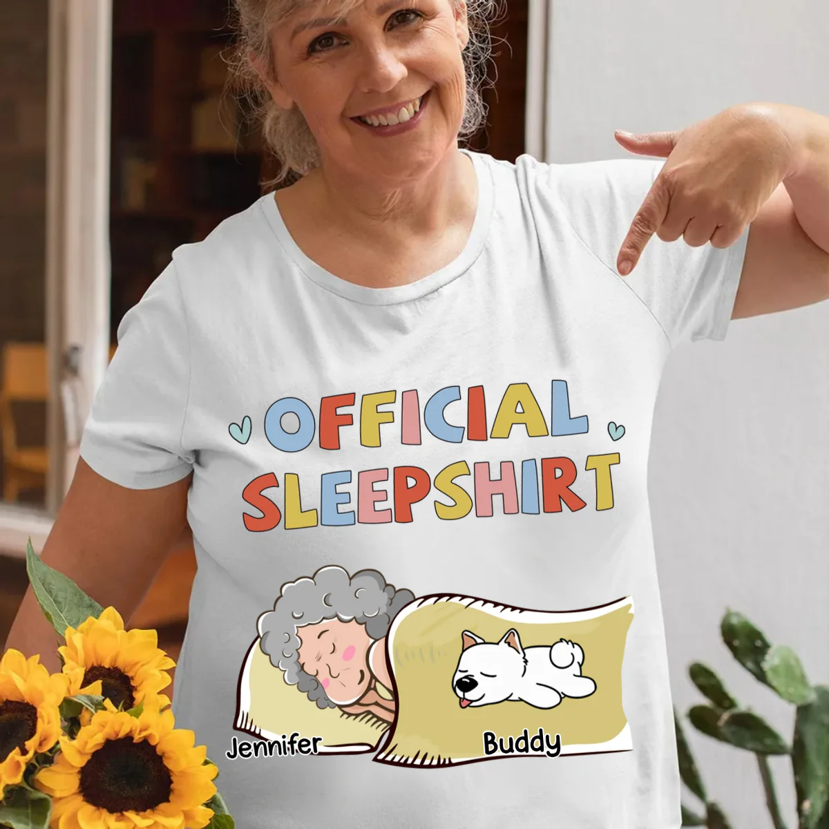 Sleeping Dog Sleepshirt - Personalized Custom Unisex T-shirt - Image 5