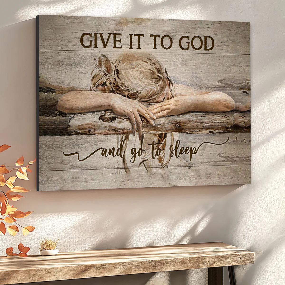 Sleeping girl, Give it to God and go to sleep - Jesus Landscape Canvas Prints, Christian Wall Art - Image 4