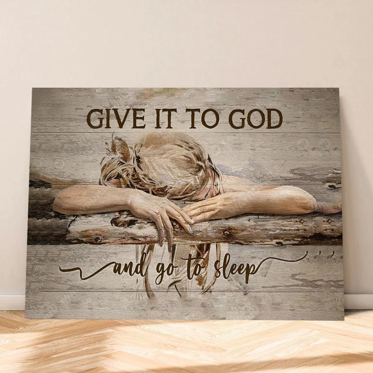 Sleeping girl, Give it to God and go to sleep - Jesus Landscape Canvas Prints, Christian Wall Art - Image 7