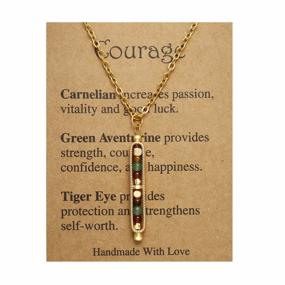 Small Stone Bead Pendant Card Necklace, Amethyst Collar Chain - Image 13