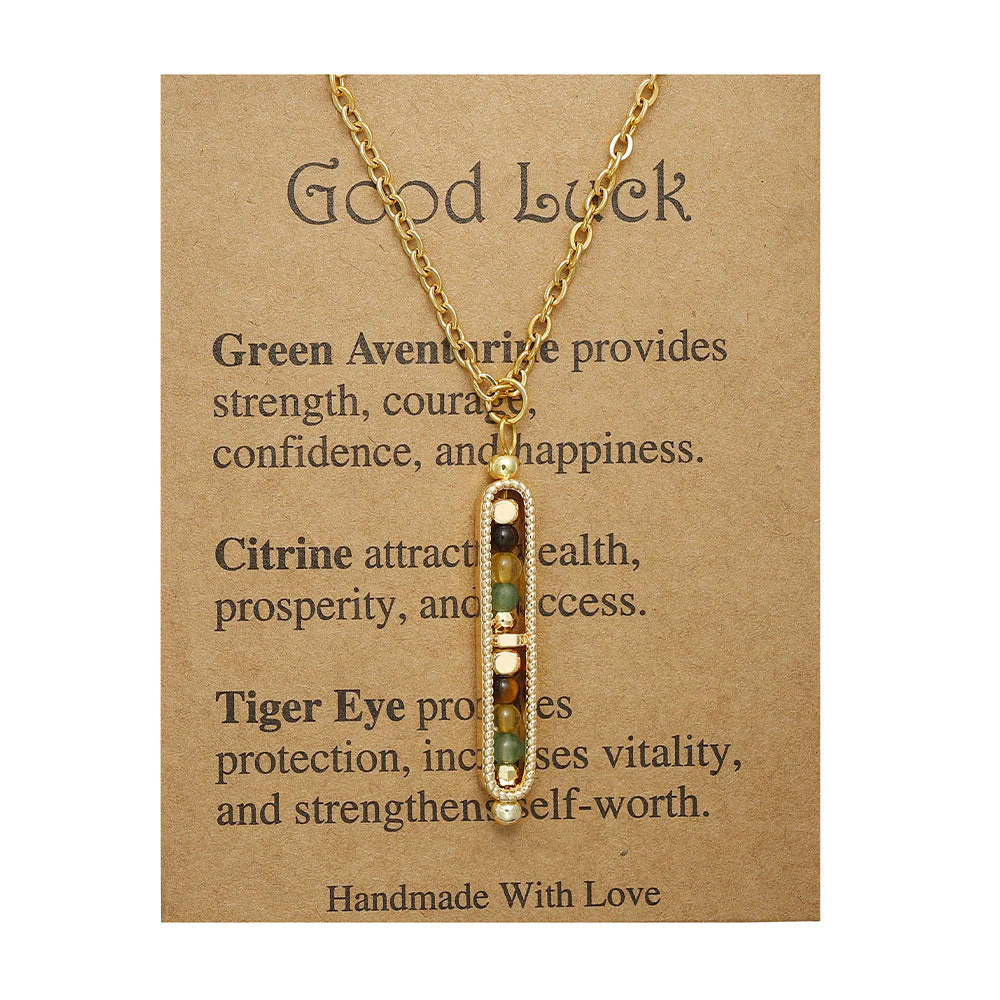 Small Stone Bead Pendant Card Necklace, Amethyst Collar Chain - Image 15