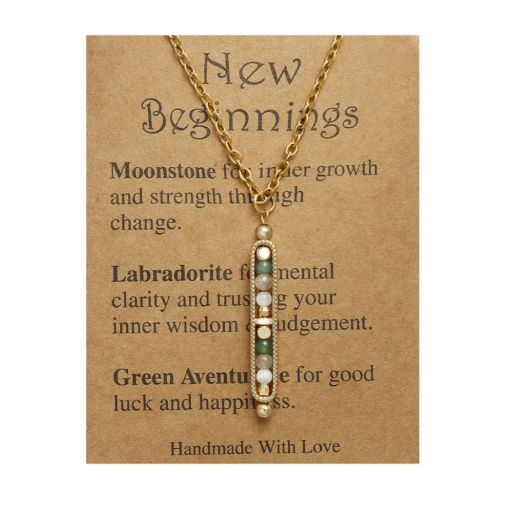 Small Stone Bead Pendant Card Necklace, Amethyst Collar Chain - Image 16
