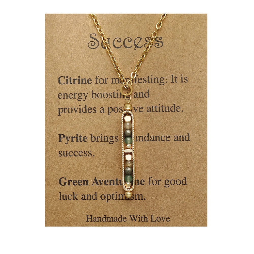 Small Stone Bead Pendant Card Necklace, Amethyst Collar Chain - Image 19