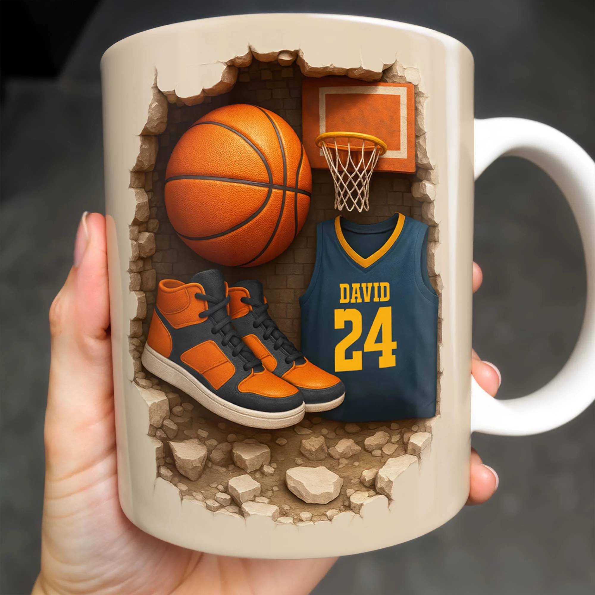 Sneakers And Jersey, Personalized Custom Coffee Mug, Gift For Basketball Players - Image 2