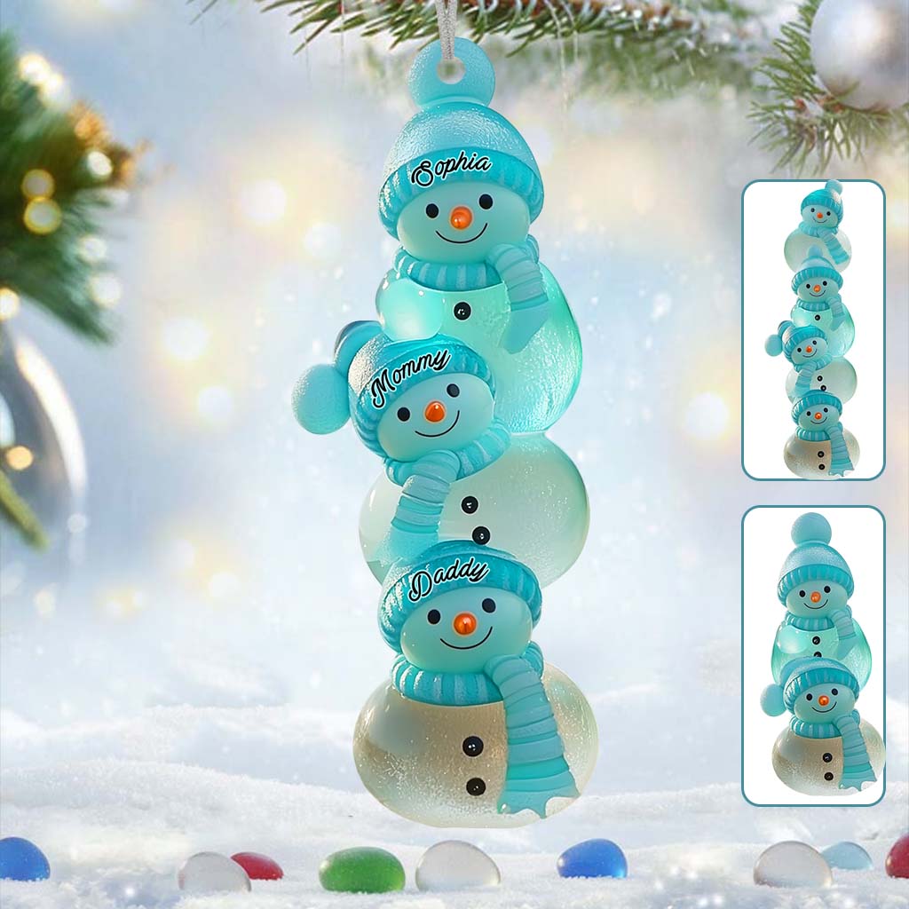 Snowman Family - Merry Christmas Personalized Family Ornament - Image 3